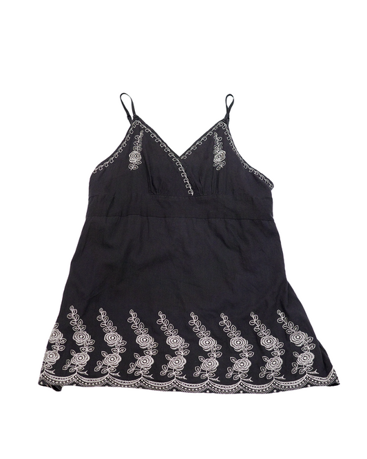 Black Floral Embroidered Cami