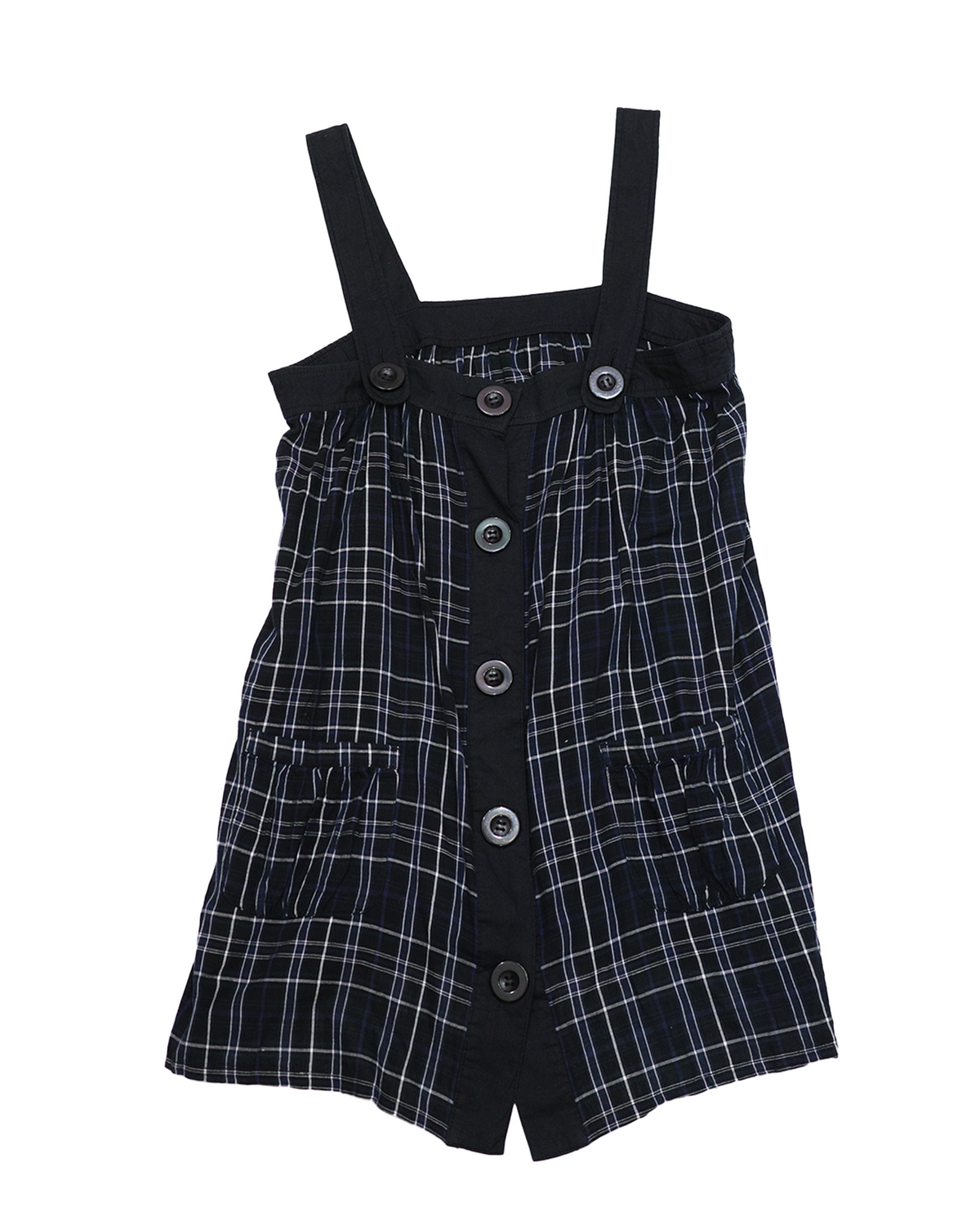 Dark Plaid Button-Front Dress