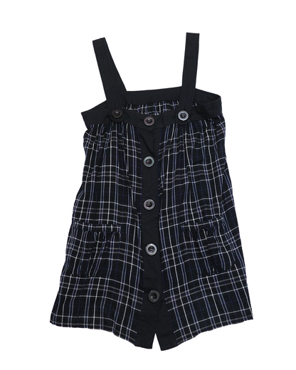 Dark Plaid Button-Front Dress
