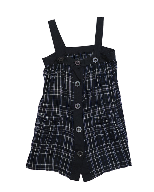 Dark Plaid Button-Front Dress