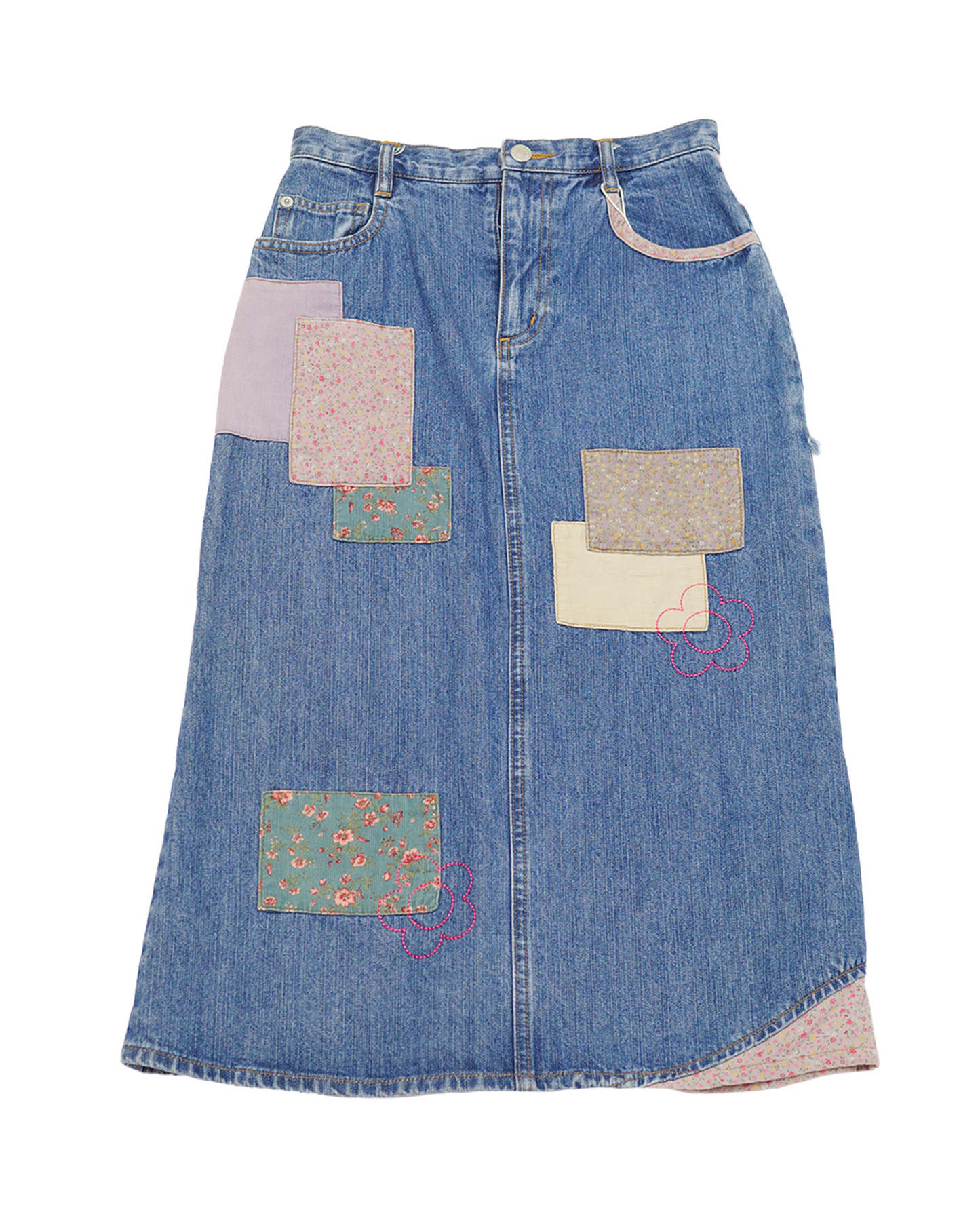 Patchwork Denim Skirt
