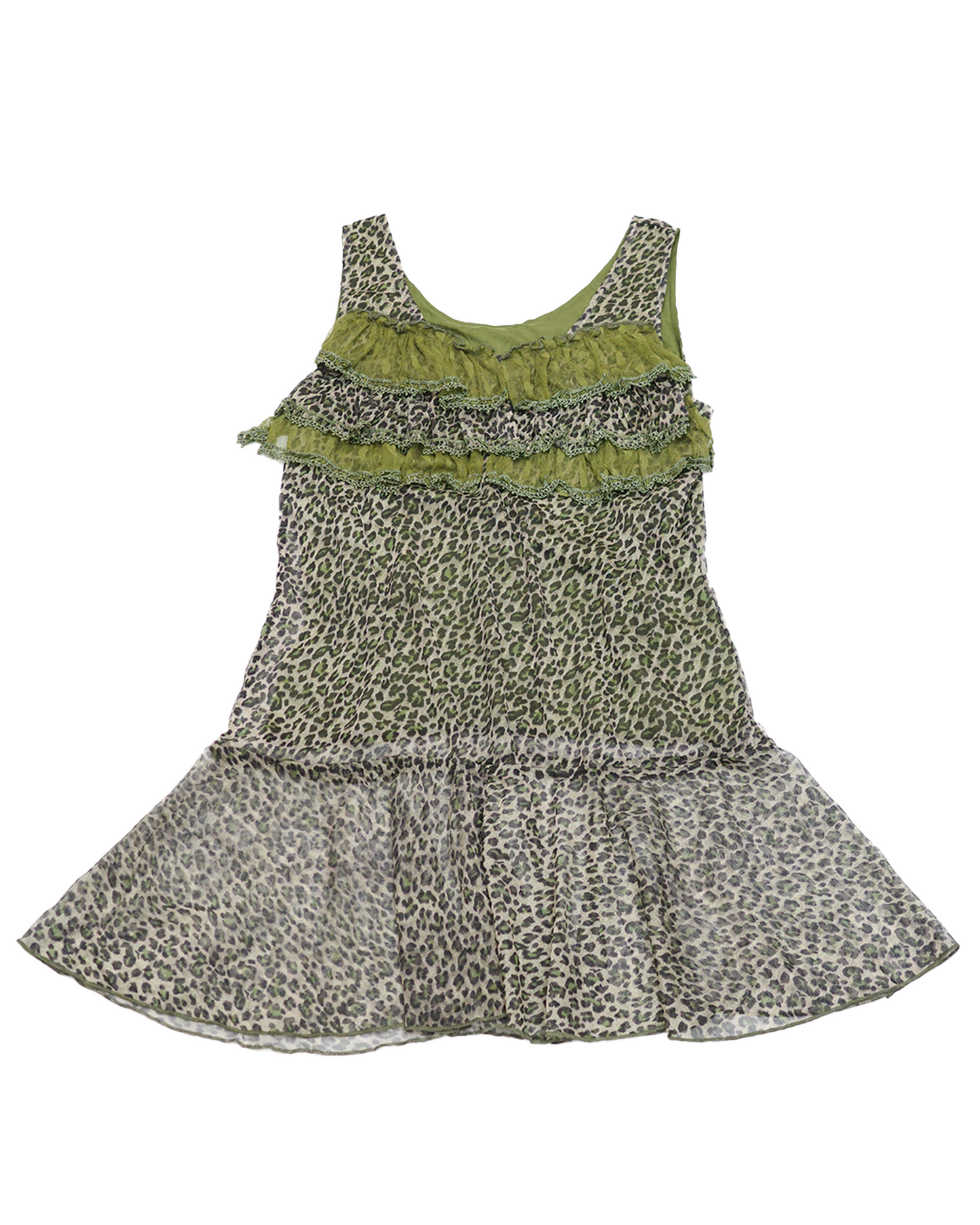 Dark Green Leopard Lace Dress