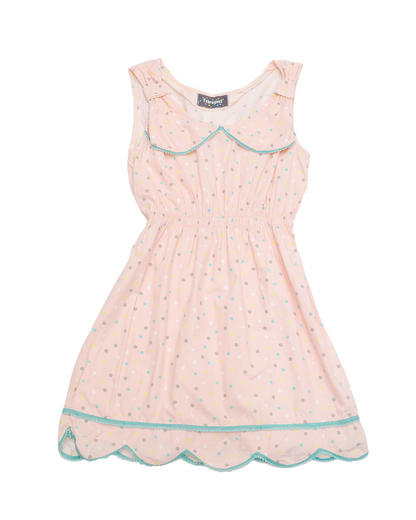 Pink Scalloped Polka-Dot Dress