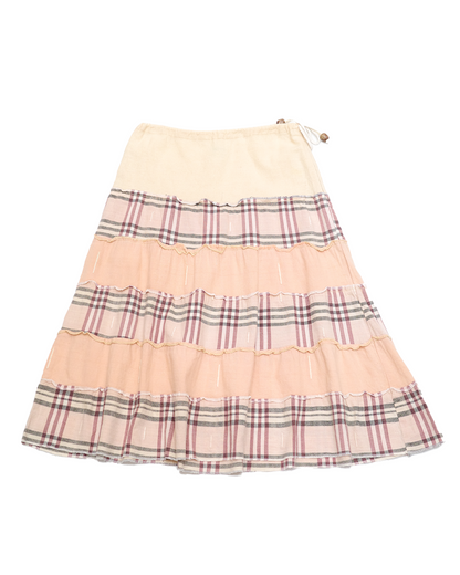 Pink Plaid Drawstring Skirt