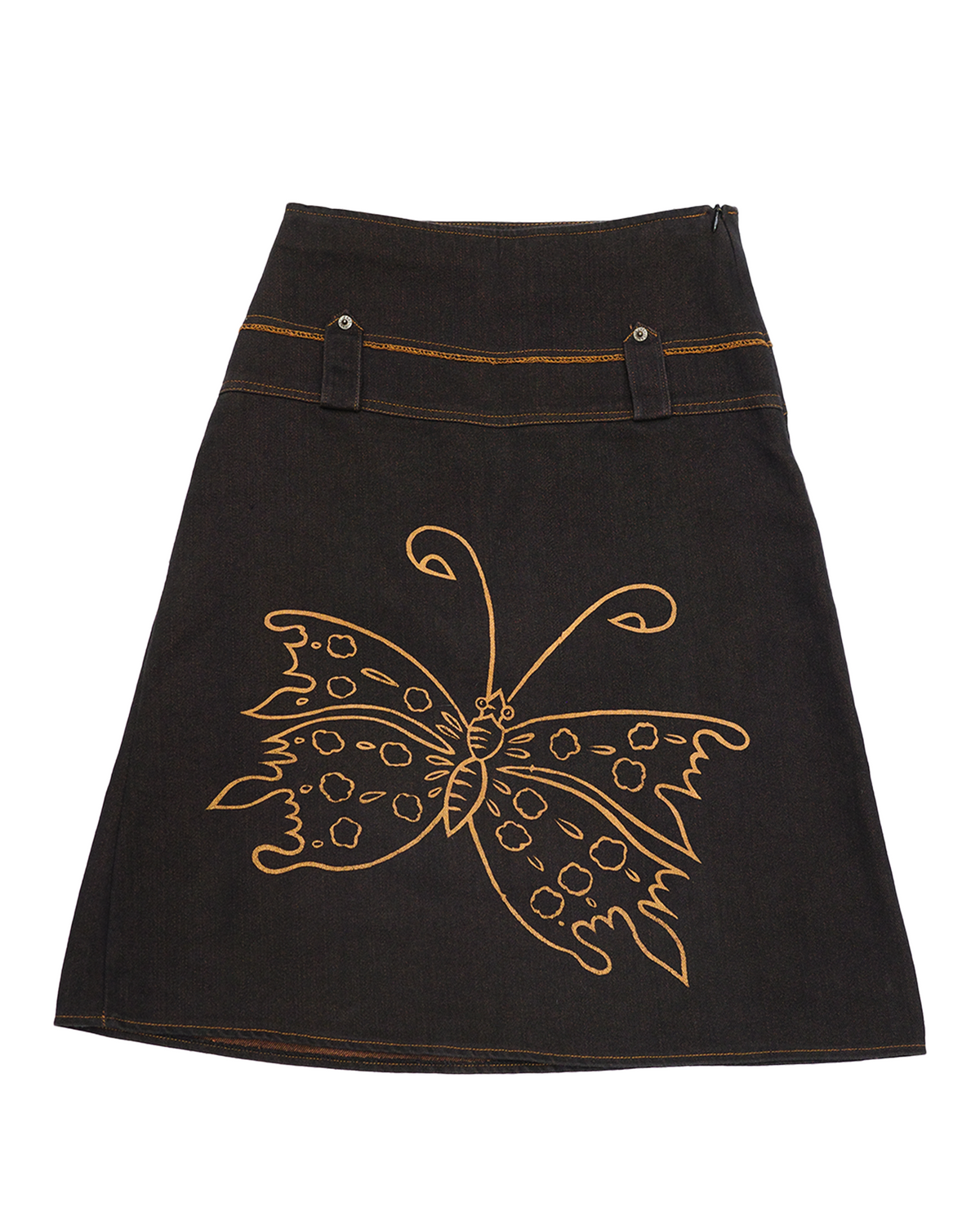 Denim Skirt w/ Butterfly Print