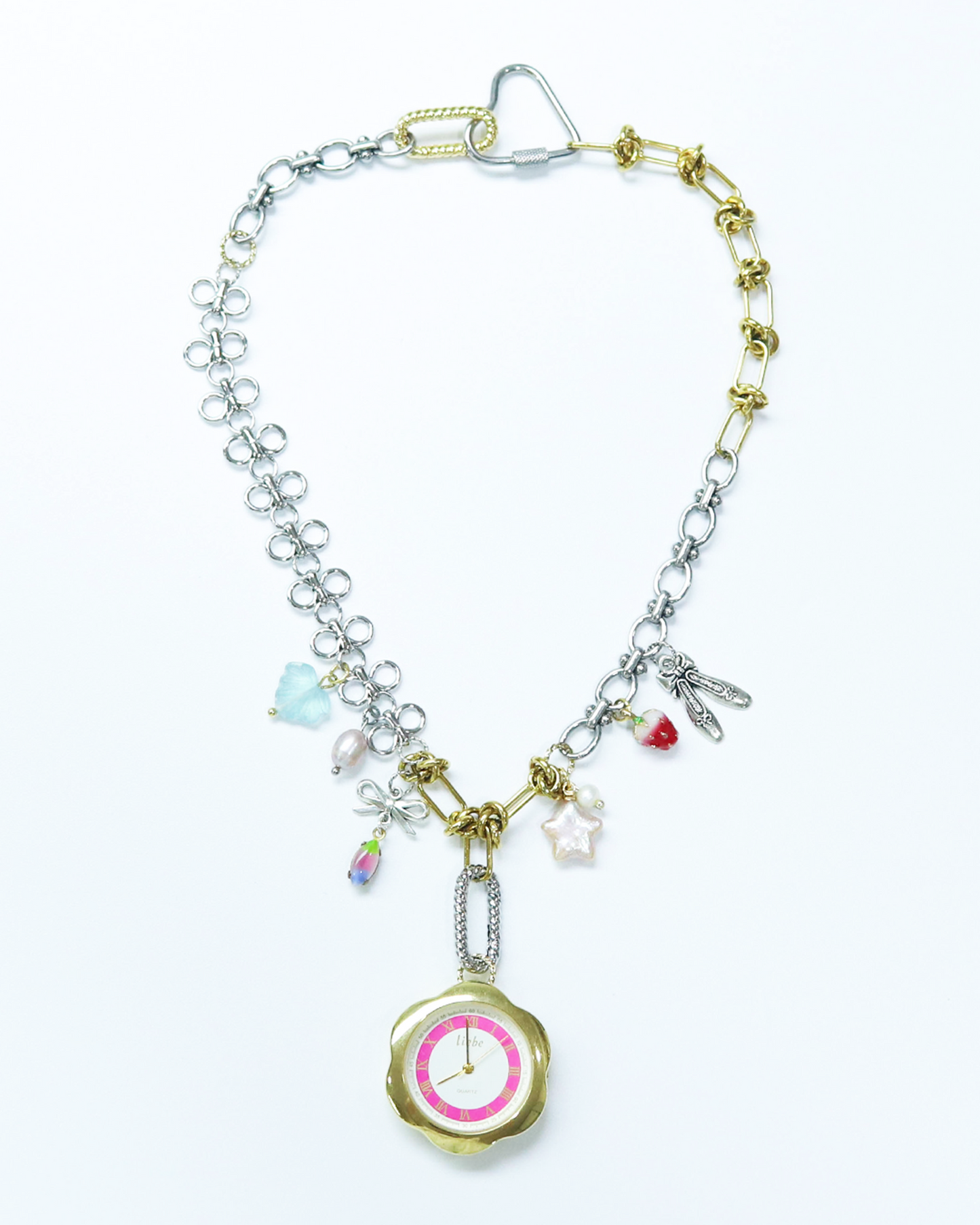 Gold Flower Vintage Watch Pendant Necklace
