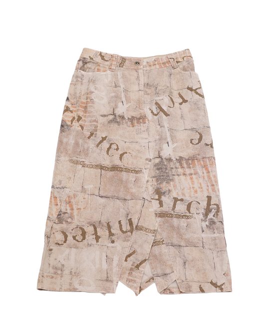 Newspaper Print Asymmetrical Skirt