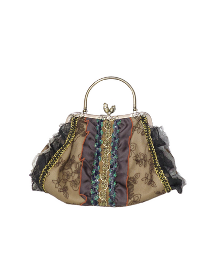 Whimsical Lace Clutched Bag w/ Crossbody Chain