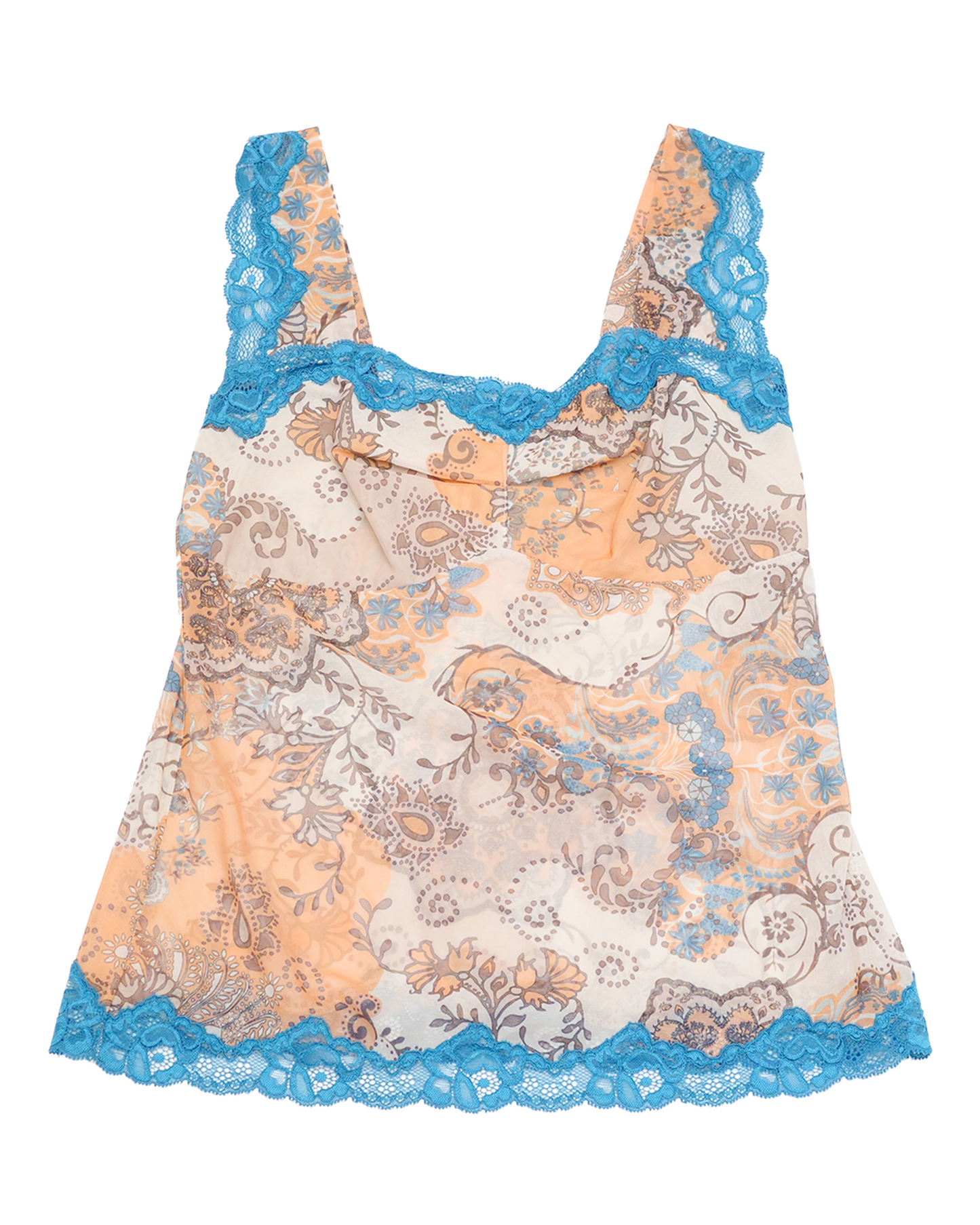 Blue Lace Trim Animal Print Cami