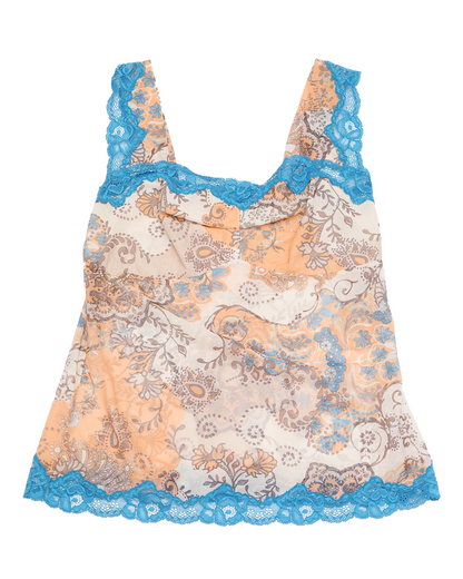Blue Lace Trim Animal Print Cami