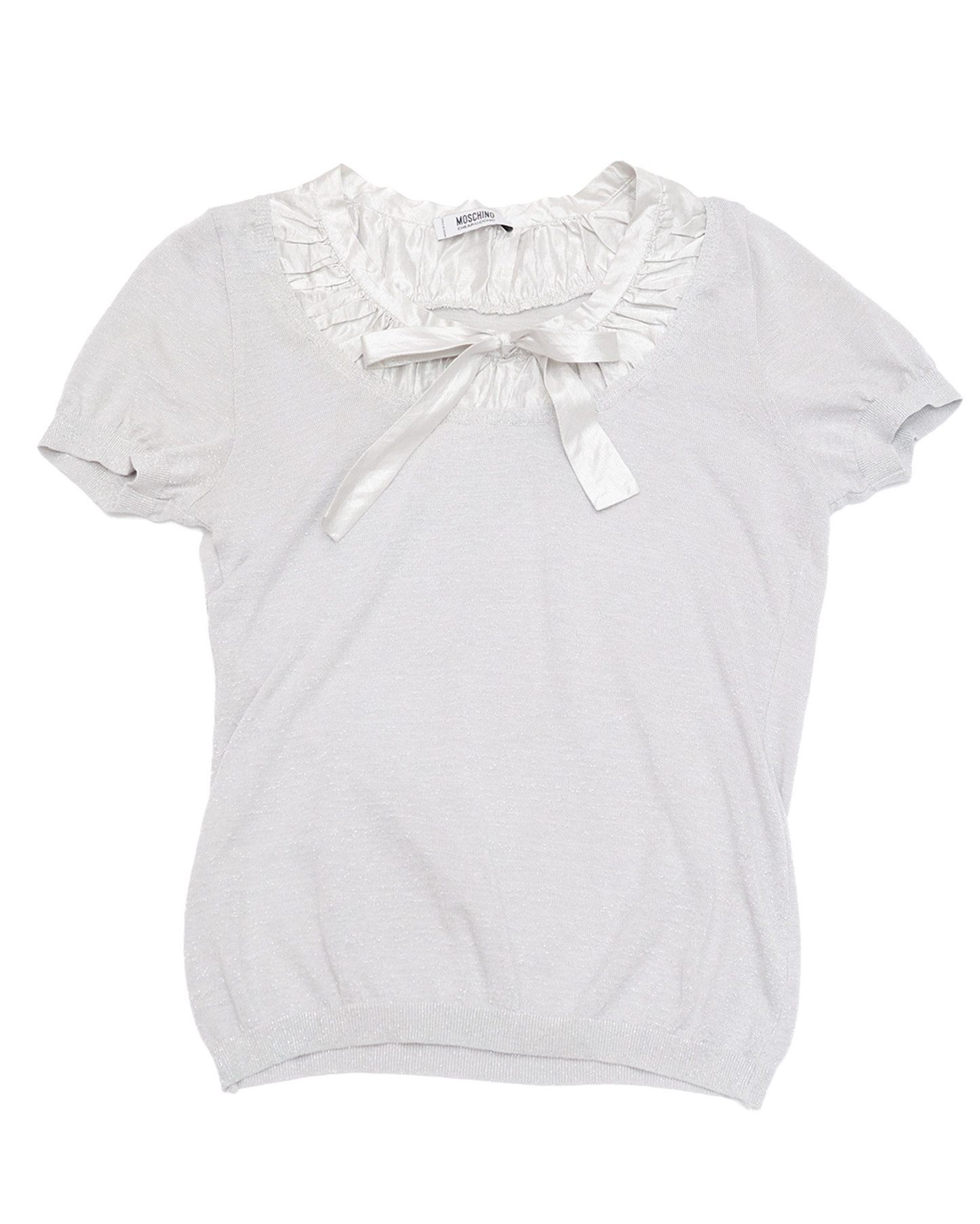 Moschino Cheap and Chic Silver Ribbon Knit Top
