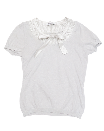Moschino Cheap and Chic Silver Ribbon Knit Top