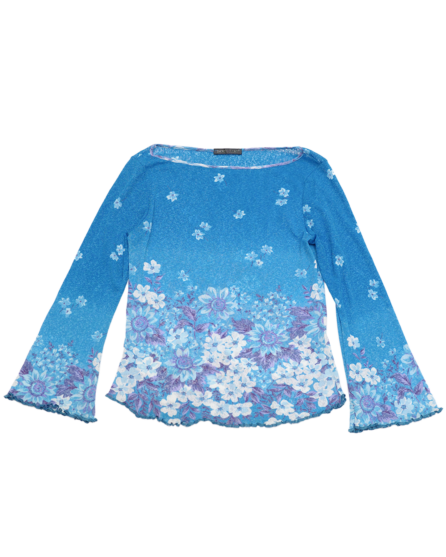 Blue Floral Lettuce-Edge Top