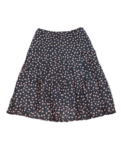 Navy x Pink Polka Dot Pleated Skirt