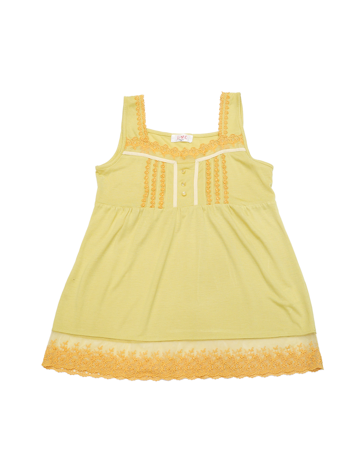 Yellow Tiered Lace Hem Cami