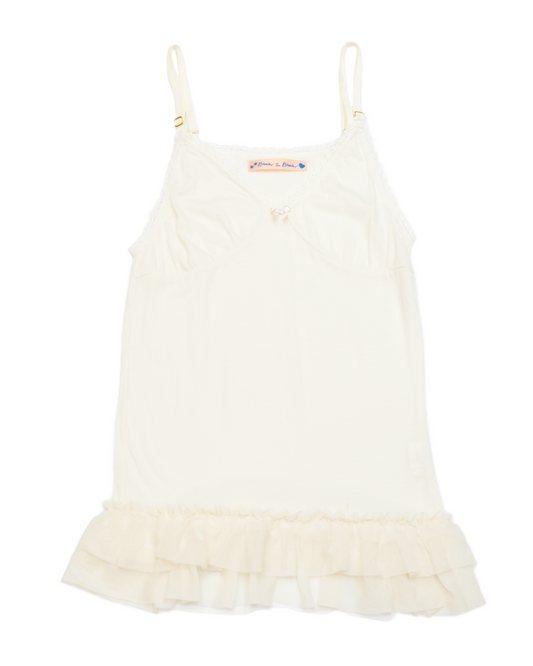 Cream Ruffle Hem Cami
