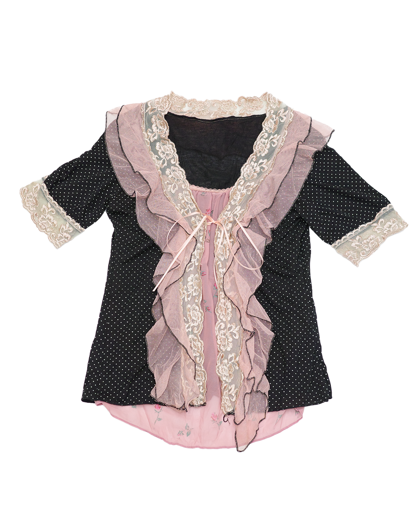 Layered Polka Dot & Lace Top