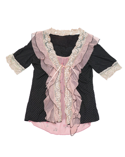 Layered Polka Dot & Lace Top