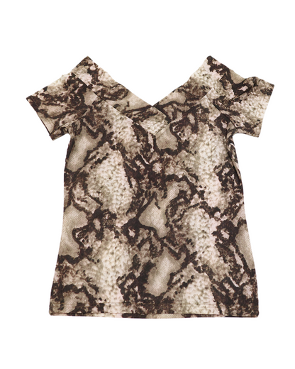 V-Neck Snake Pattern Top