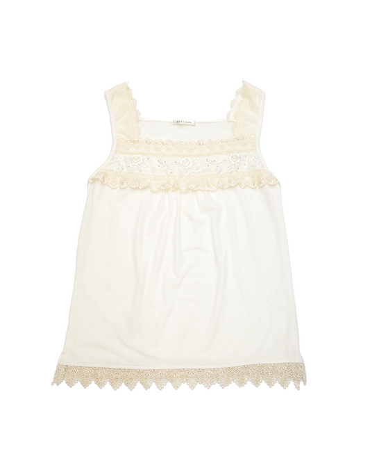 Axes Femme Cream Embroidered Lace Cami