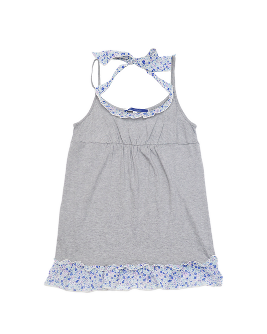 Grey Floral Halter-Tie Cami