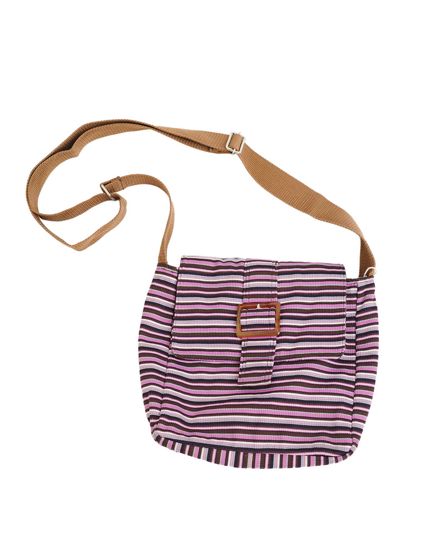 Purple Striped Crossbody Bag