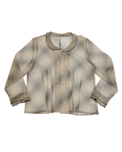 Mesh Checked Blouse