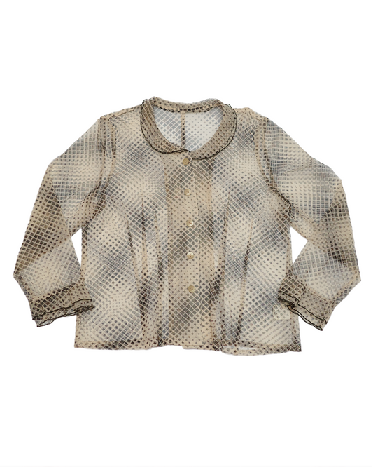 Mesh Checked Blouse