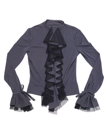 Grey Gothic Ruffle Blouse