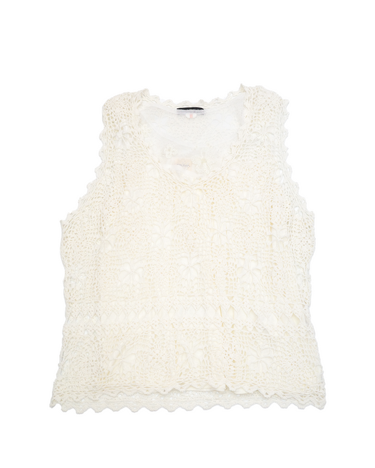 Off-white Lace & Crochet Vest Set