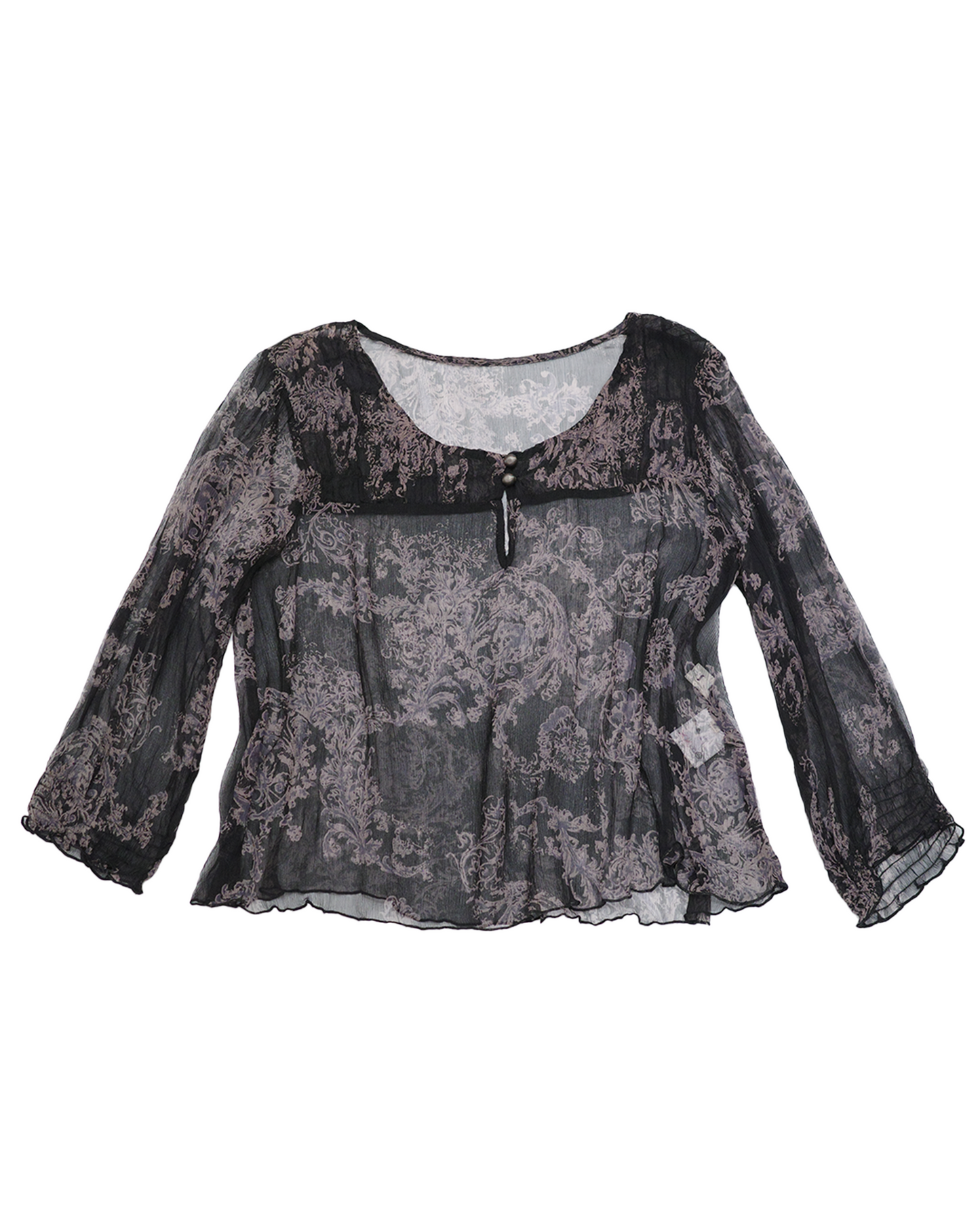 Damask Print Sheer Top