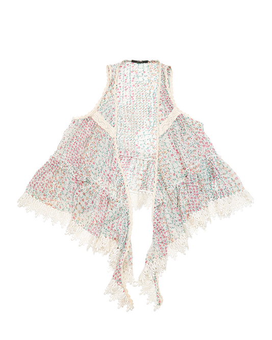 Floral Lace Crochet Vest