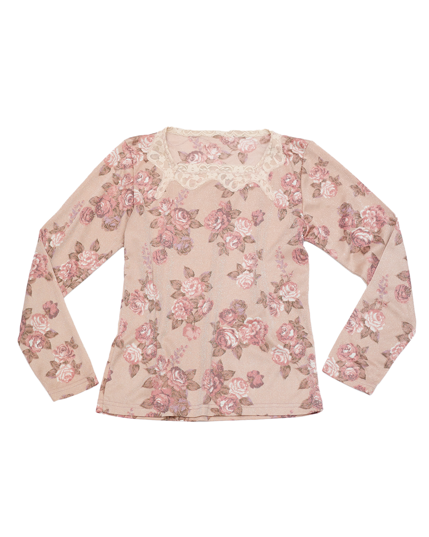 Dusty Rose Lace Trim Top