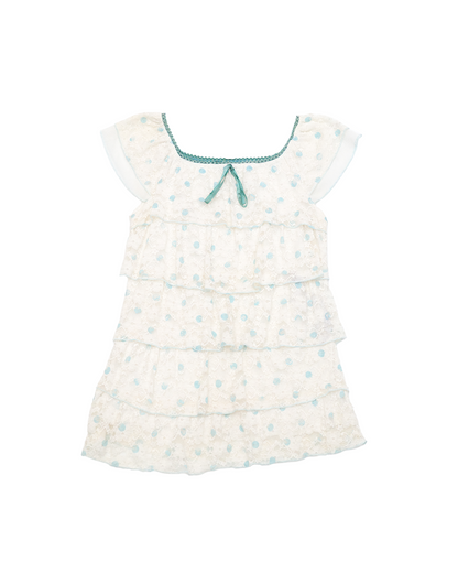 Blue Dots Lace Tiered Top