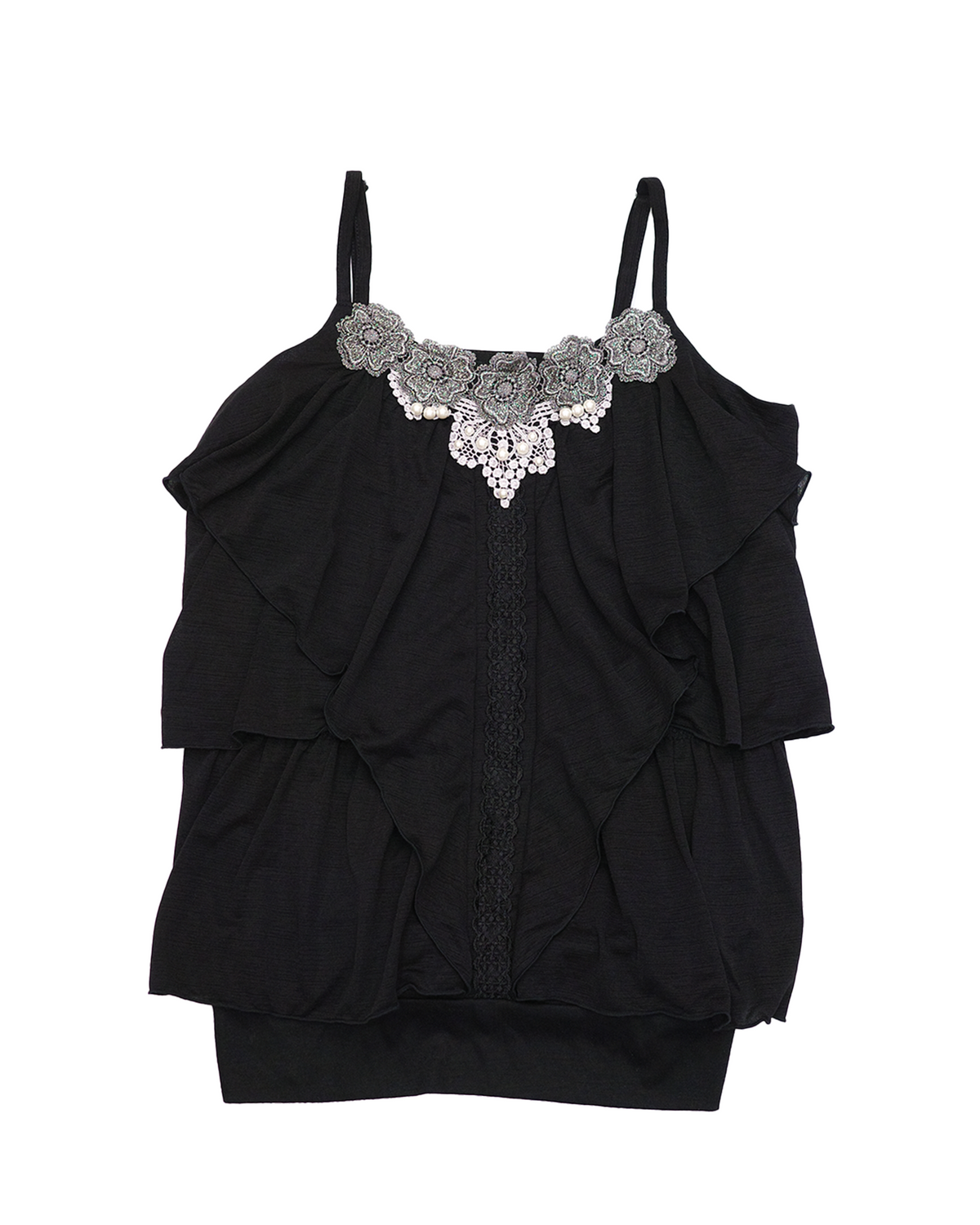 Axes Femme Black Tiered Lace Cami