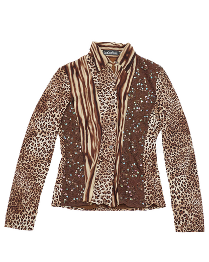 Mixed Animal Print Button-Up