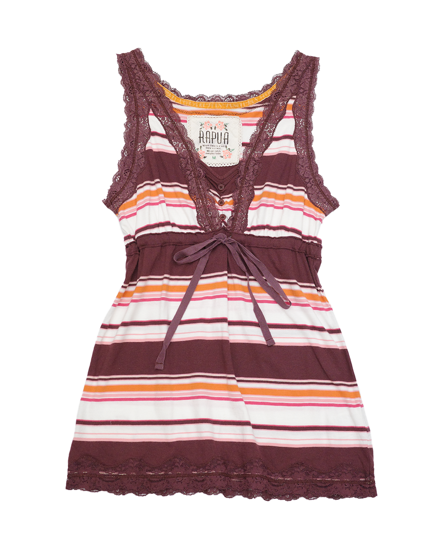 Striped Lace-Trim Babydoll Tank