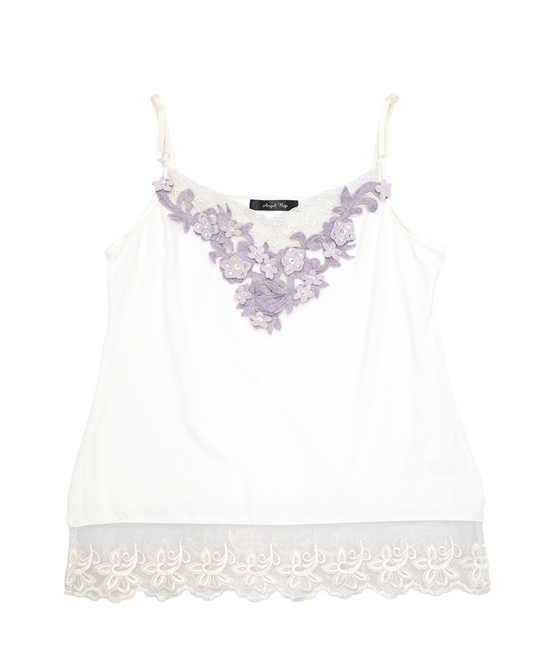 White Cami with Lavender Floral