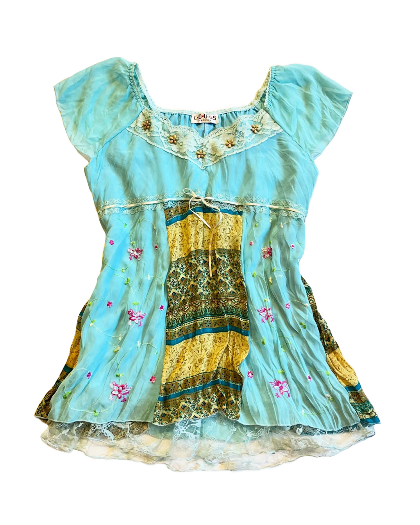 Teal Floral Lace Blouse