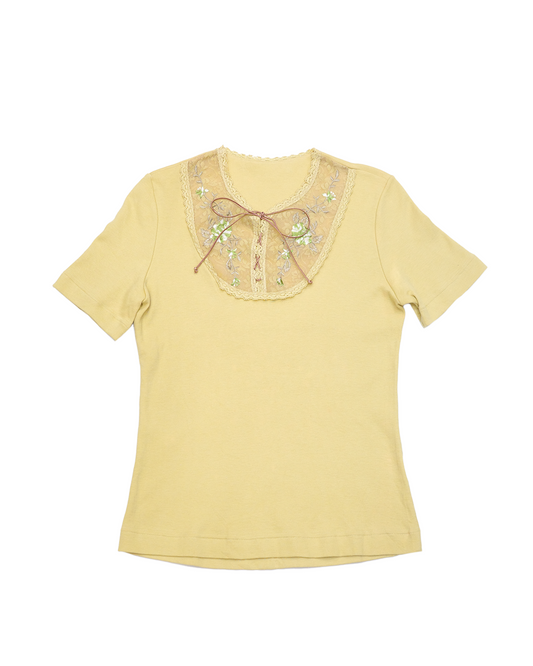 Mustard Floral Embroidery Top