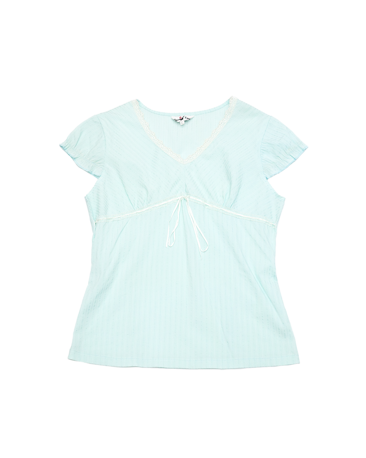 Mint V-Neck Ribbon Top