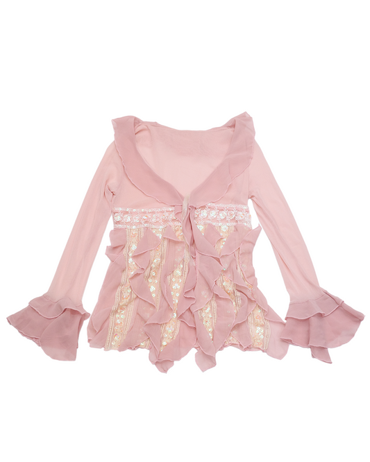 Ethereal Pink Sequin Blouse