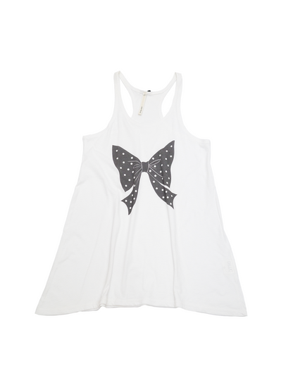 White Polka Dot Bow Tank
