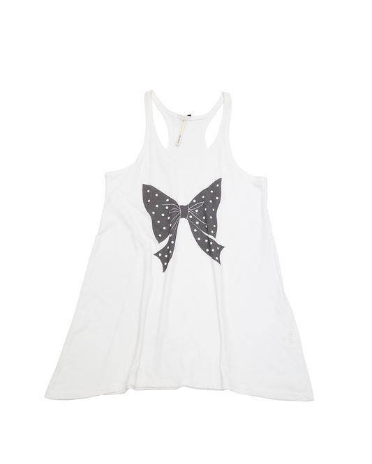 White Polka Dot Bow Tank