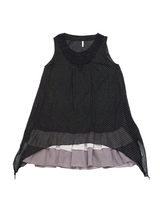 Black Gold-Dot Layered Dress