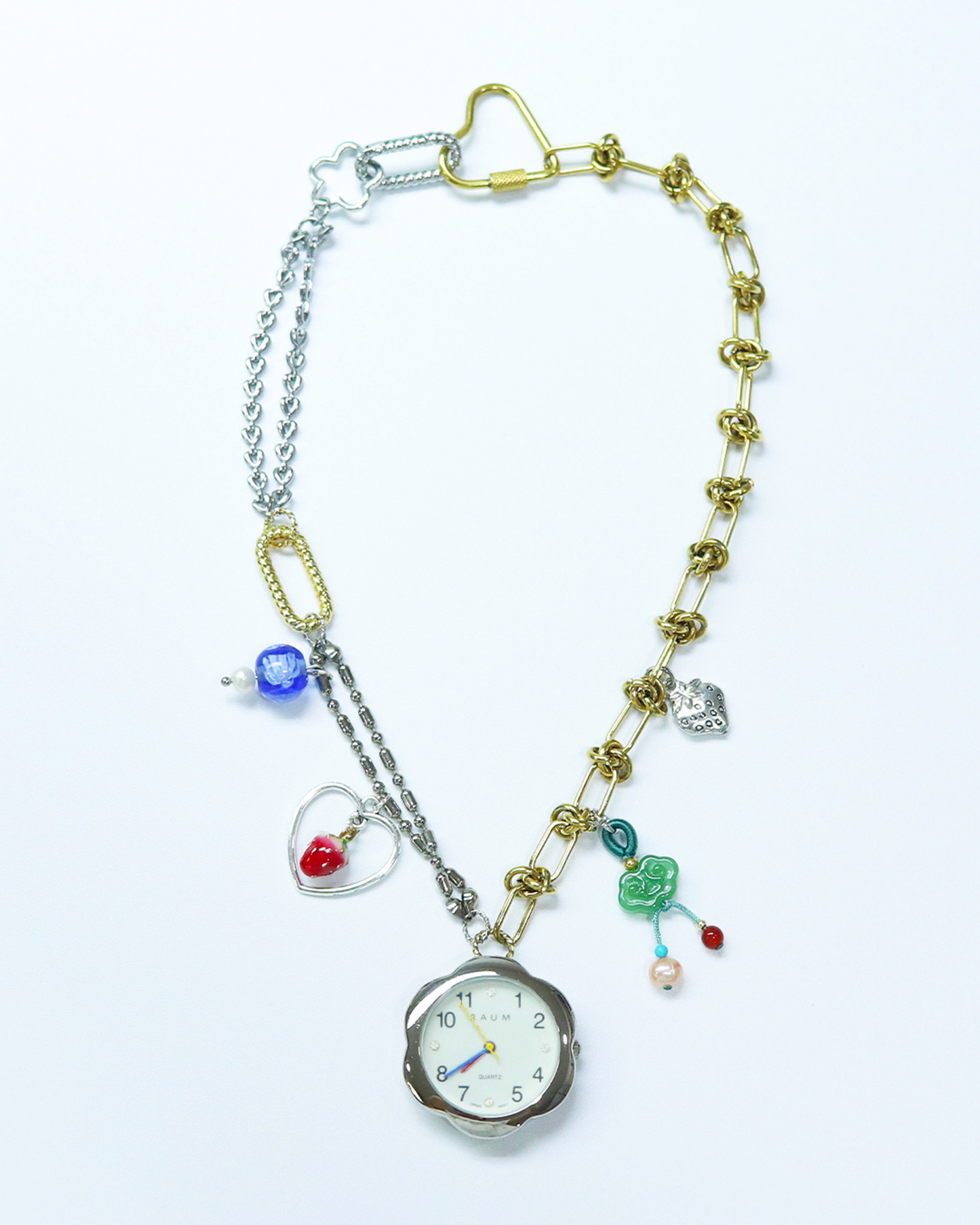 Silver Flower Vintage Watch Pendant Necklace