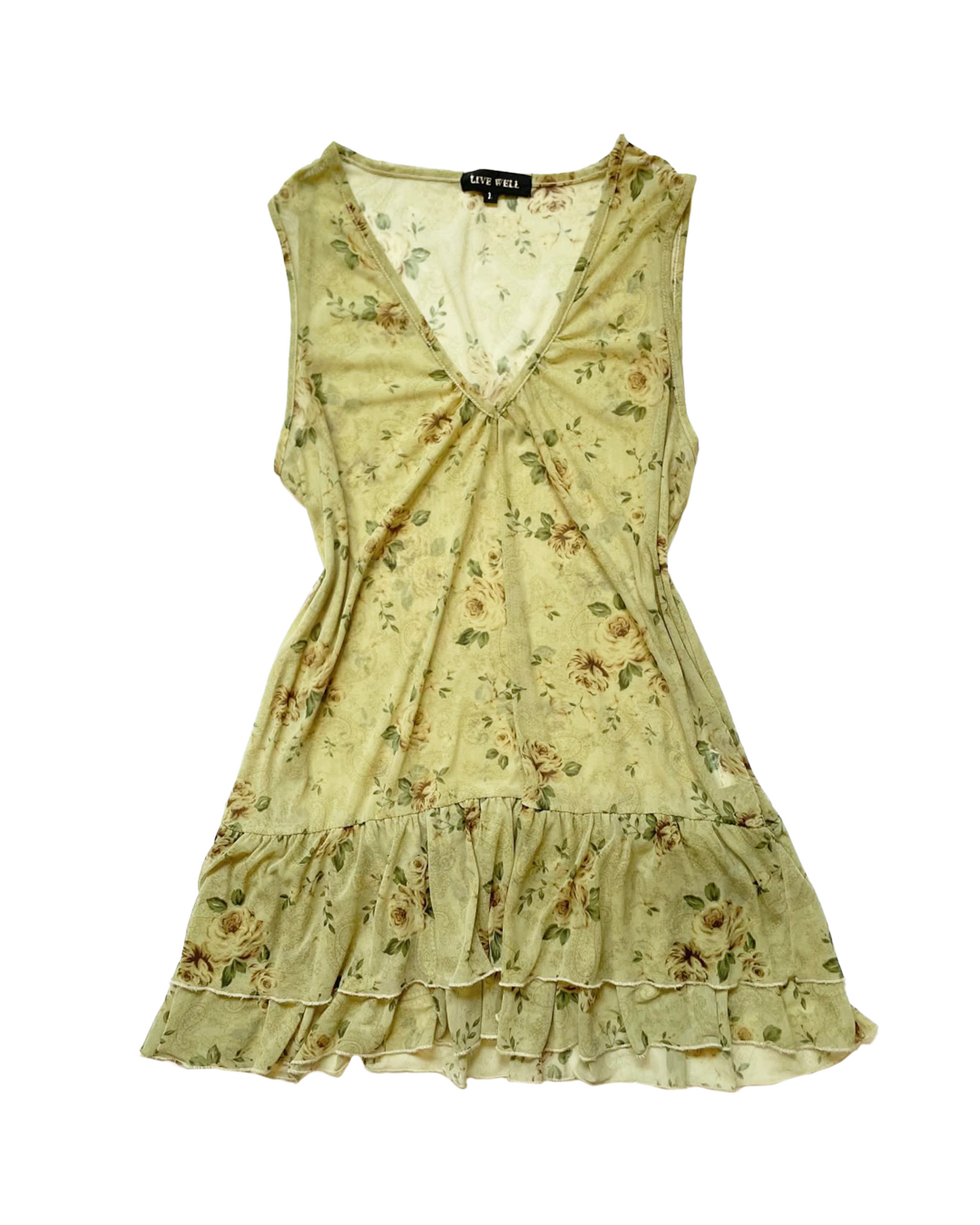 Khaki Floral Sheer Dress