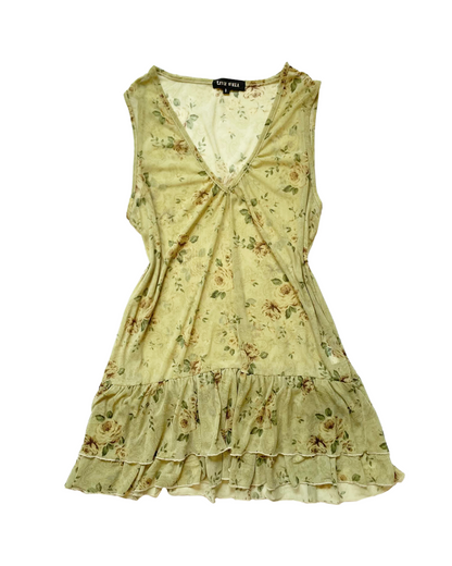 Khaki Floral Sheer Dress