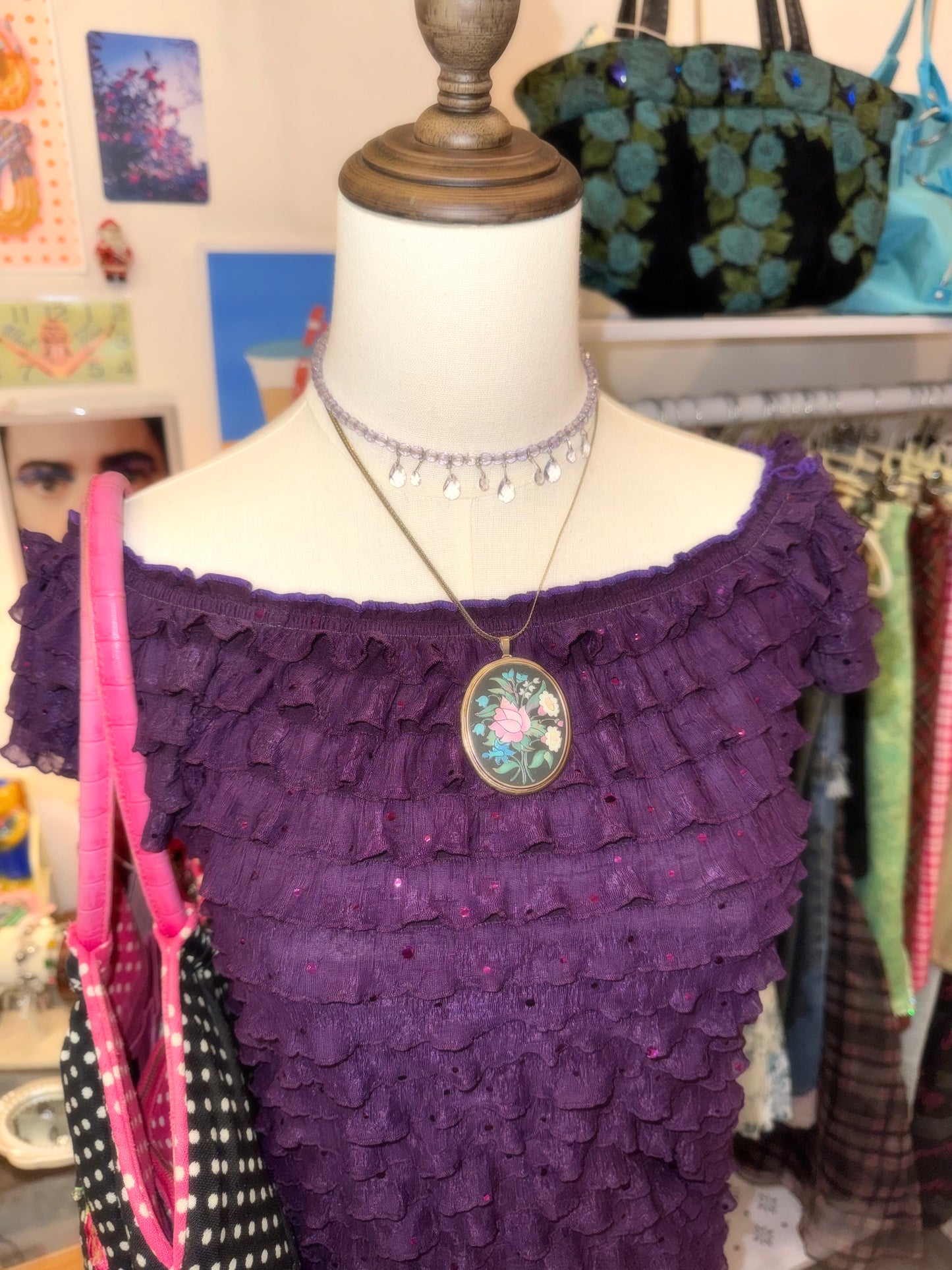 Purple Sequins Tiered Top