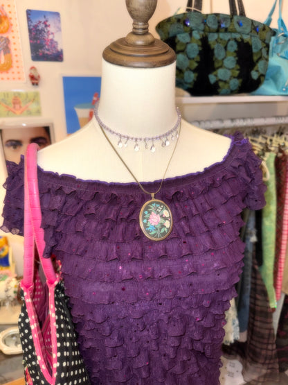 Purple Sequins Tiered Top